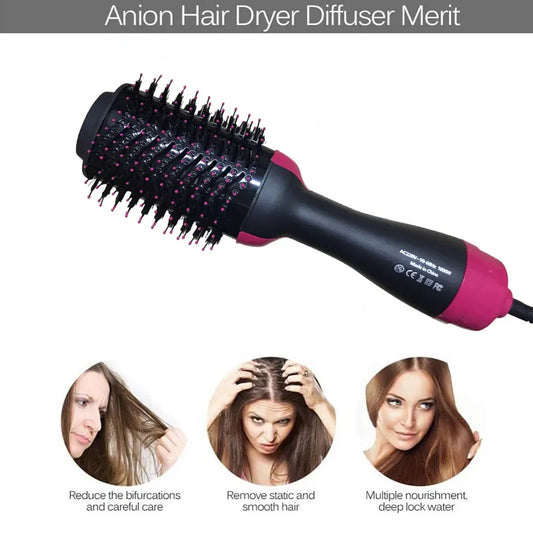 3‑in‑1 Hair Dryer with Comb, Hair Straightener & Curler