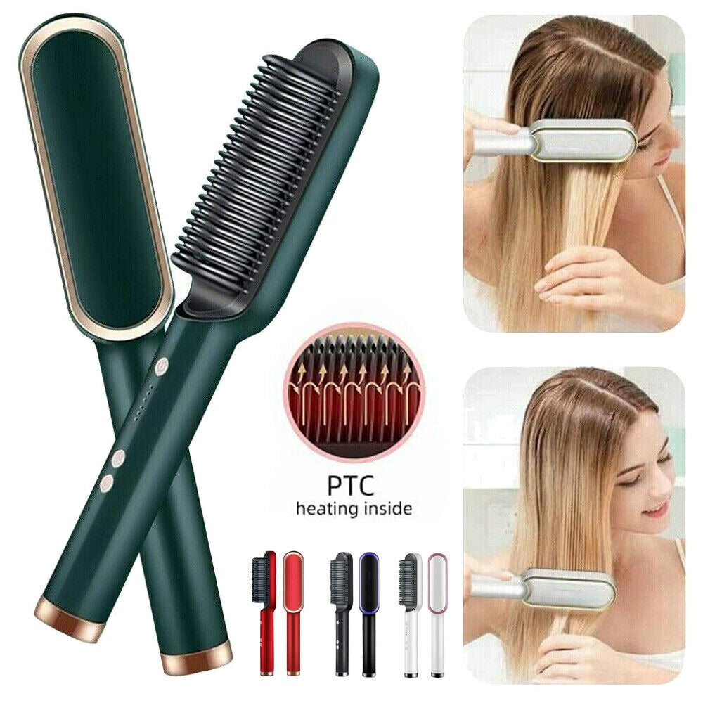 2‑in‑1 Hair Straightening Brush